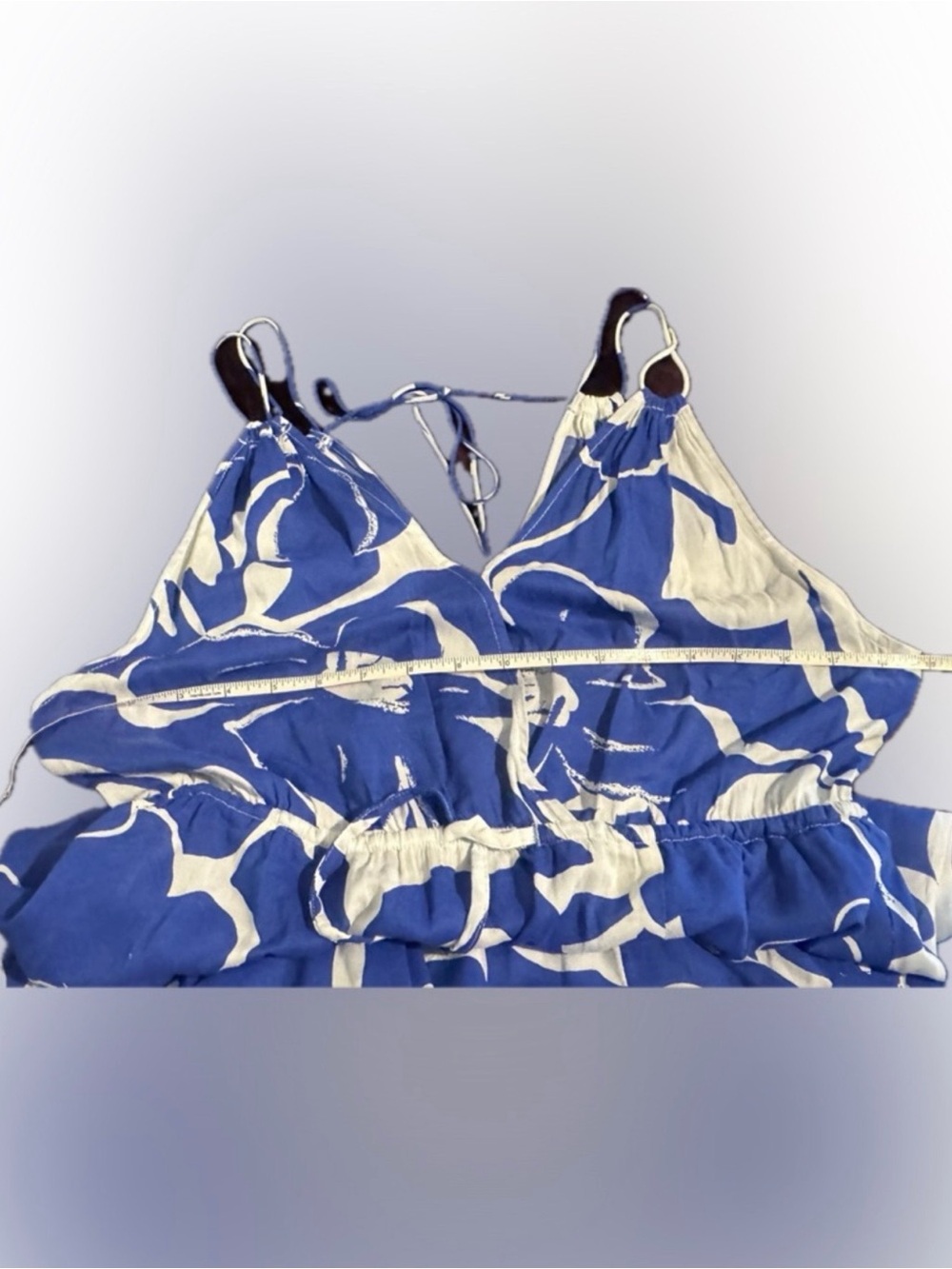 Elan Blue and White Floral Pattern Strappy Maxi Sundress A Definite Must Have! - Picture 9 of 10